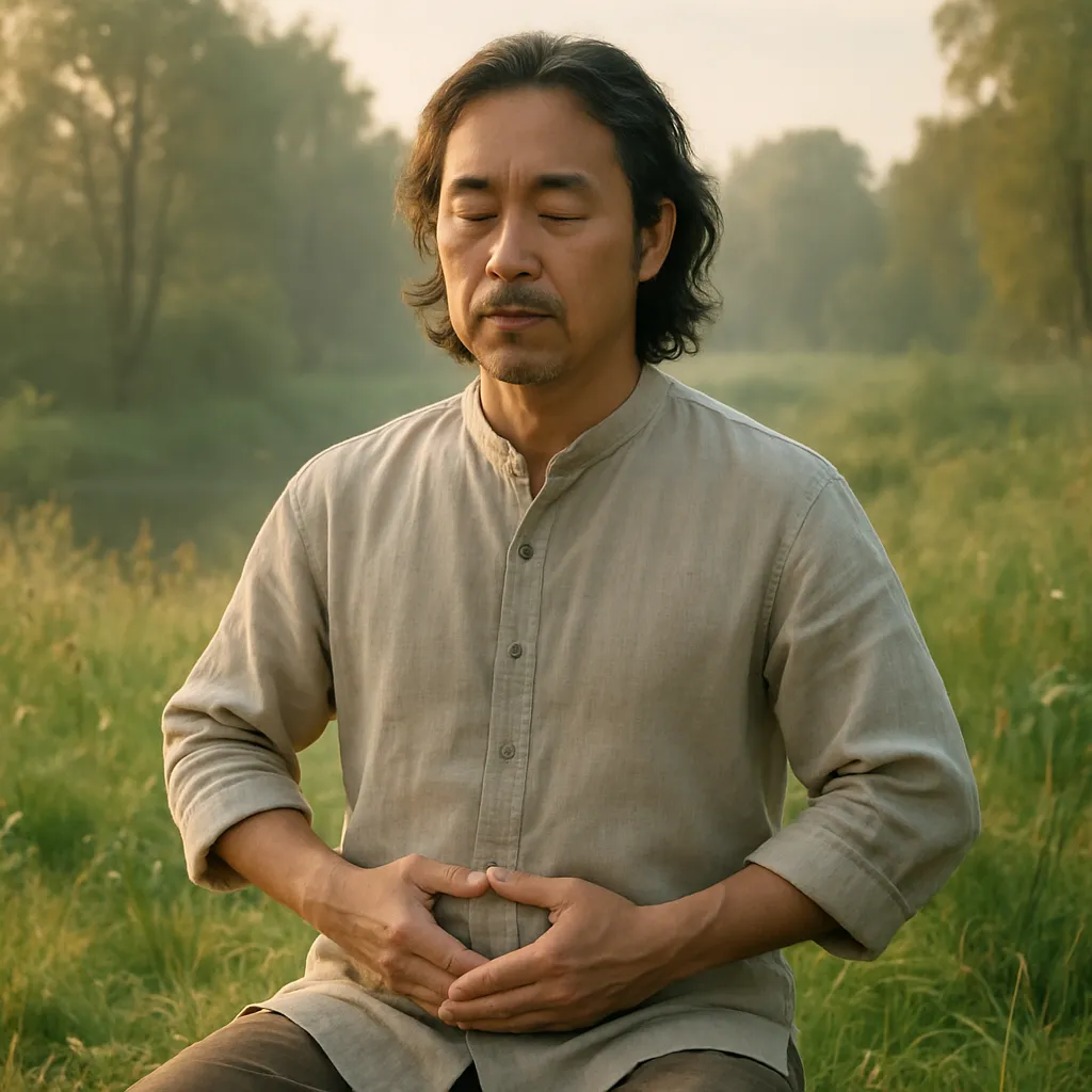 Qigong breathing meditation outdoors