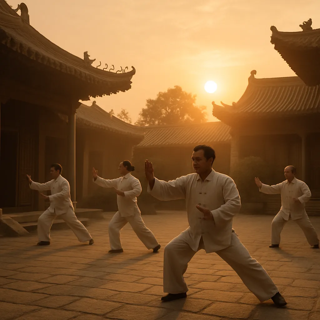 Tai Chi practice representing different family styles